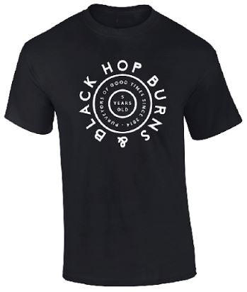 HB&B 5th Birthday T-shirt (black)-Hop Burns & Black