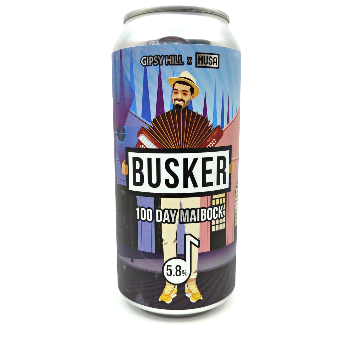 Gipsy Hill x Cerveja Musa Busker 100 Day Maibock 5.8% (440ml can)-Hop Burns & Black