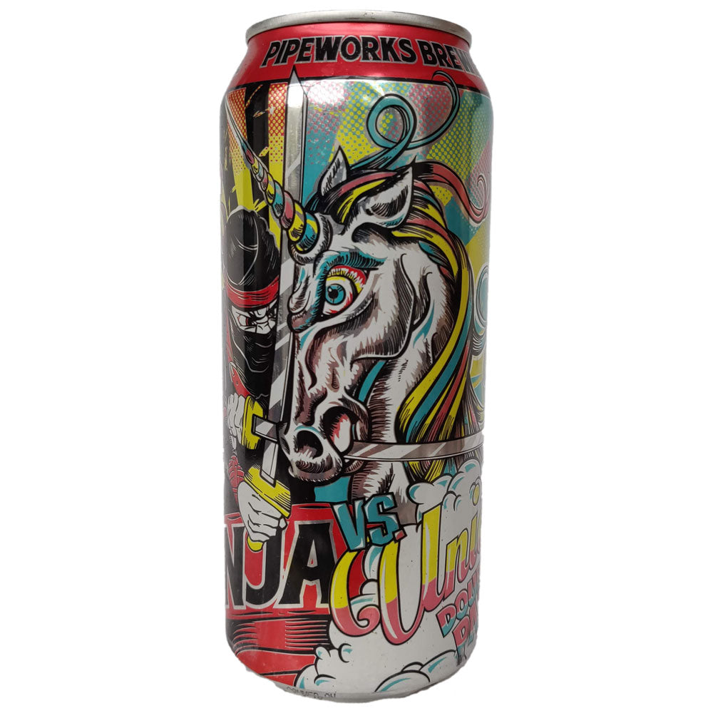 Pipeworks Brewing Ninja v Unicorn Double IPA 8% (473ml can)-Hop Burns & Black