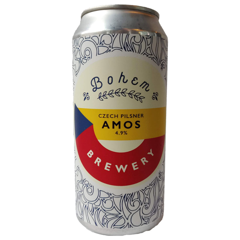 Bohem Brewery Amos Czech Pilsner 4.9% (440ml can)-Hop Burns & Black