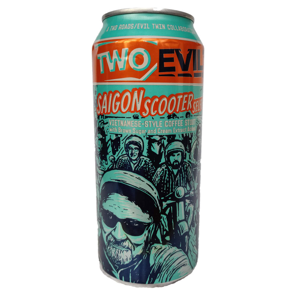 Two Roads x Evil Twin Saigon Scooter Selfie Vietnamese Coffee Stout 9.5% (473ml can)-Hop Burns & Black