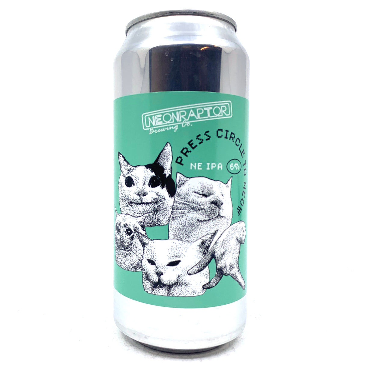 Neon Raptor Press Circle To Meow IPA 6% (440ml can)-Hop Burns & Black