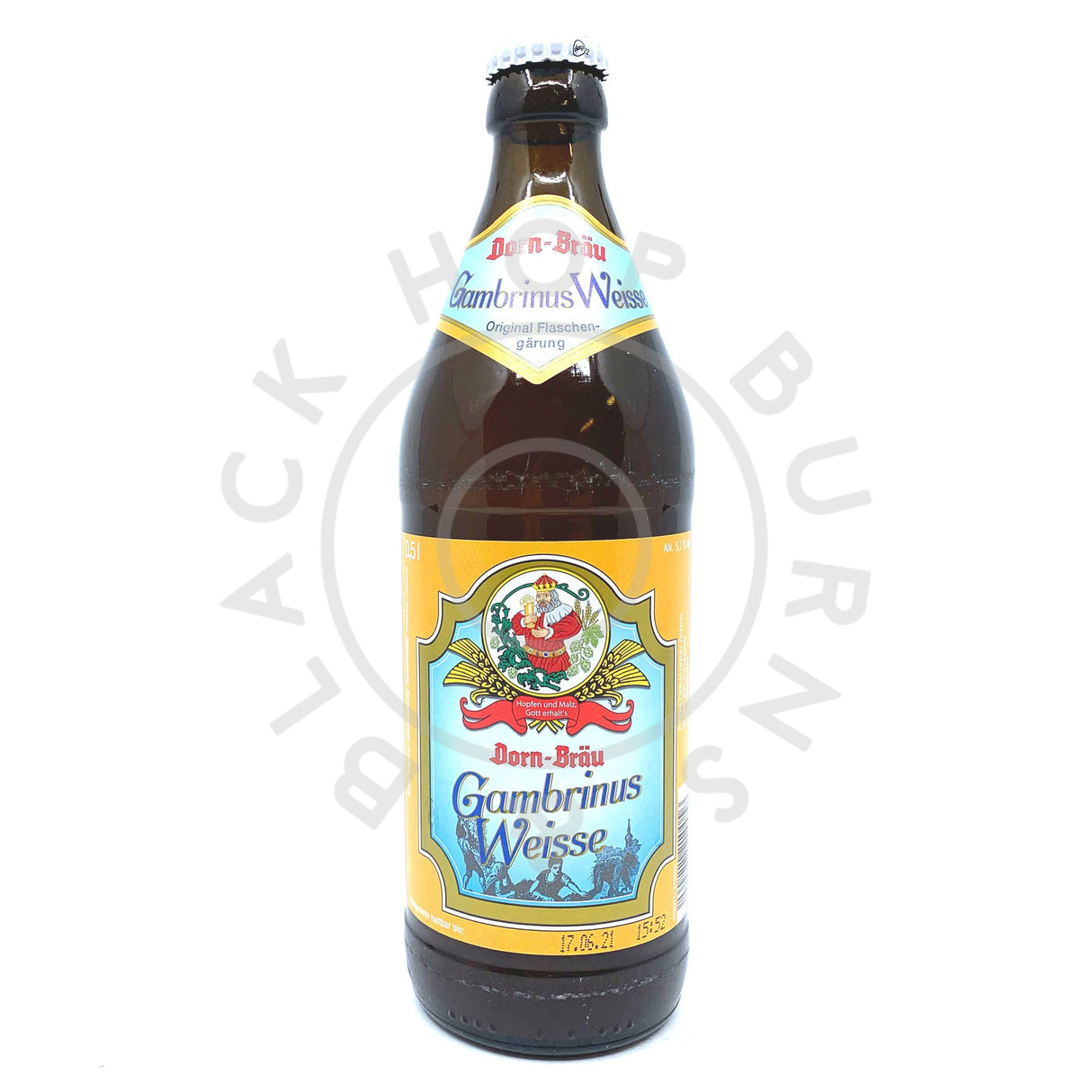 Dorn Brau Gambrinus Weisse 5.2% (500ml)-Hop Burns & Black