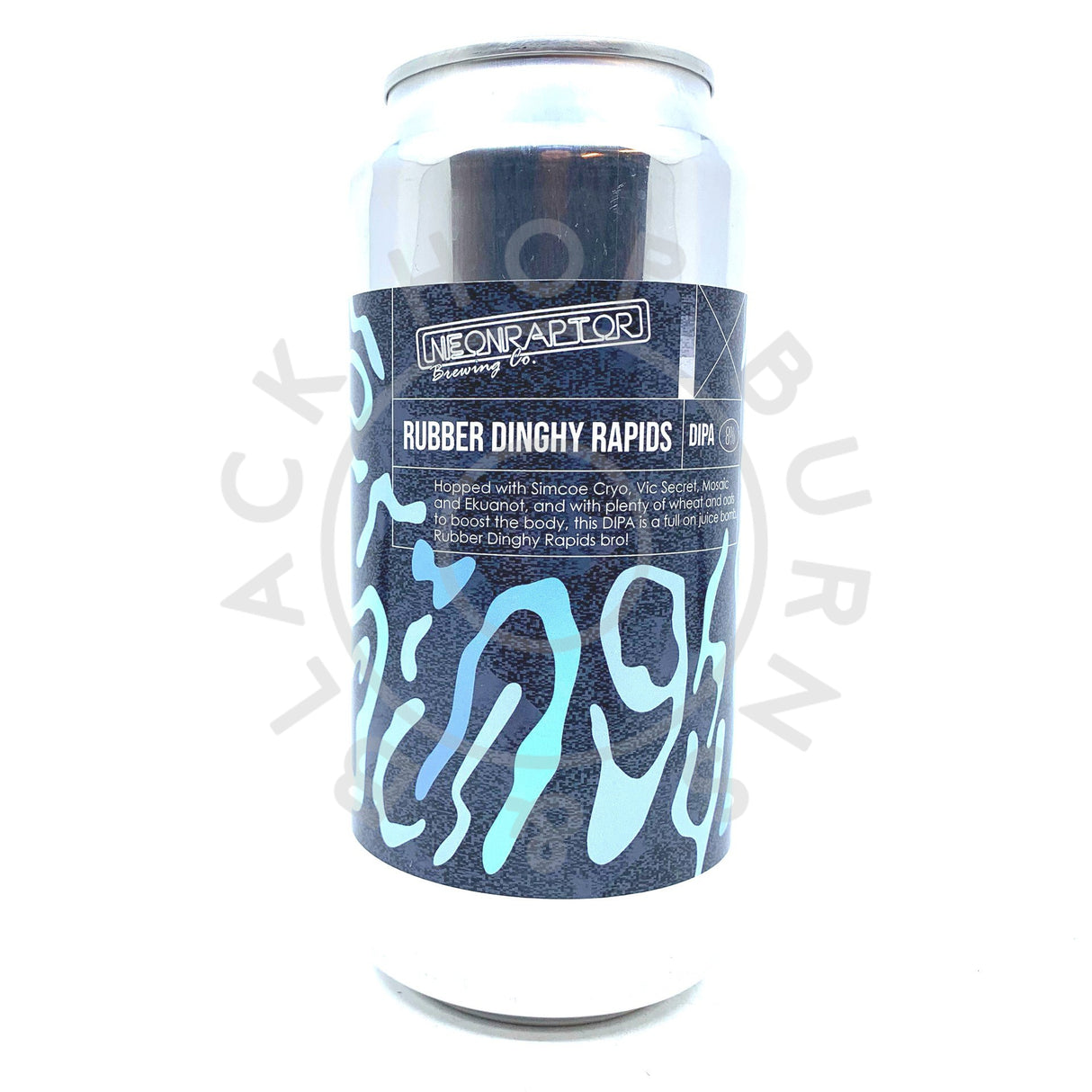 Neon Raptor Rubber Dinghy Rapids Double IPA 8% (440ml can)-Hop Burns & Black