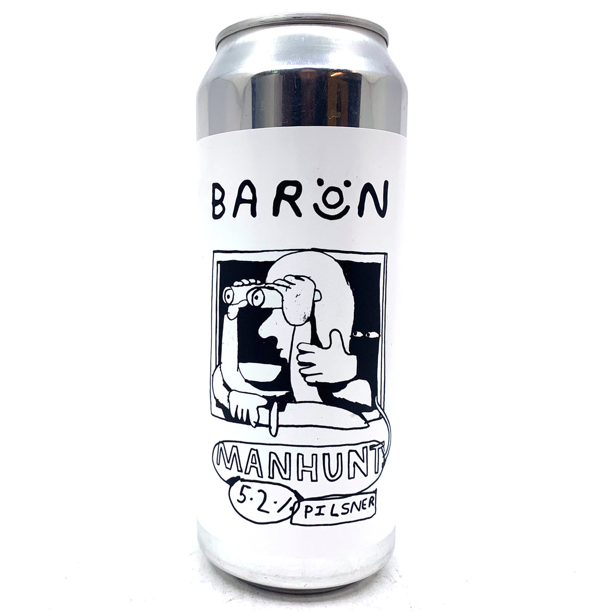 Baron Brewing Manhunt Pilsner 5.2% (500ml can)-Hop Burns & Black