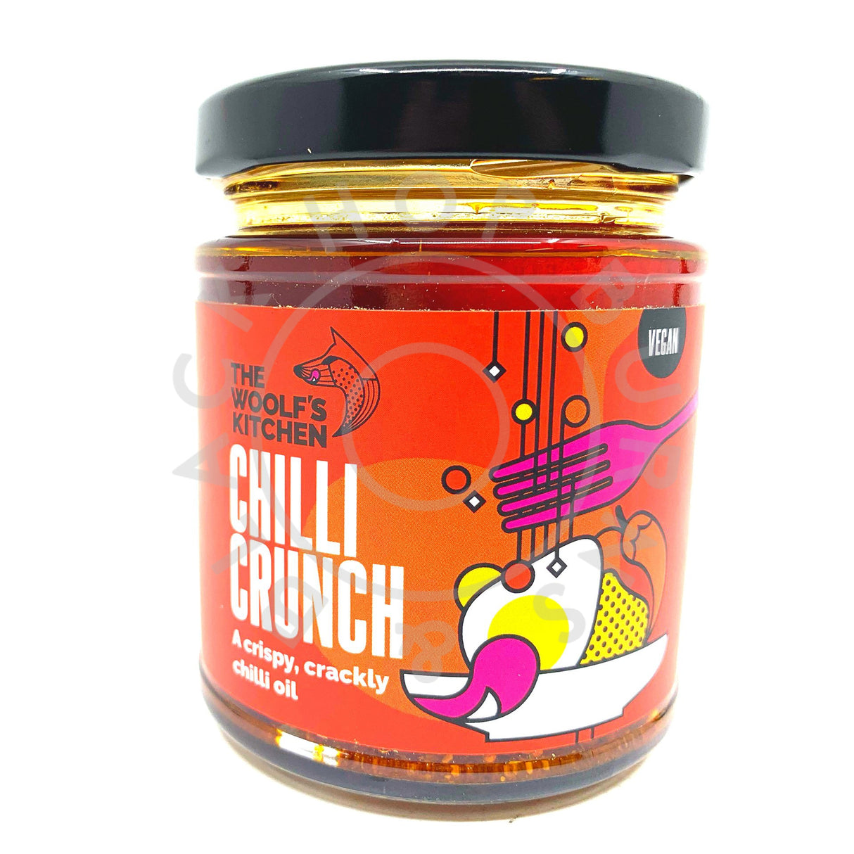 Woolf's Kitchen Chilli Crunch Chilli Oil (180g)-Hop Burns & Black