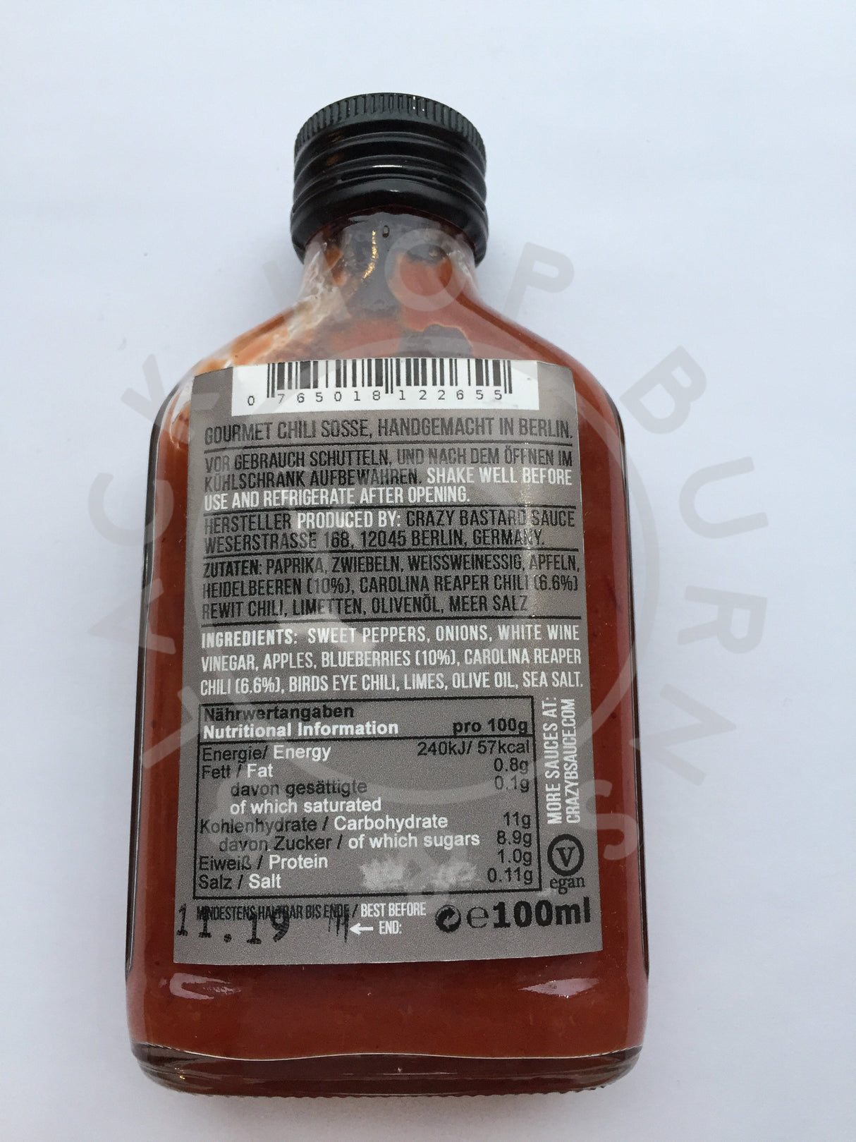 Crazy Bastard Carolina Reaper & Blueberry Hot Sauce (100ml)-Hop Burns & Black