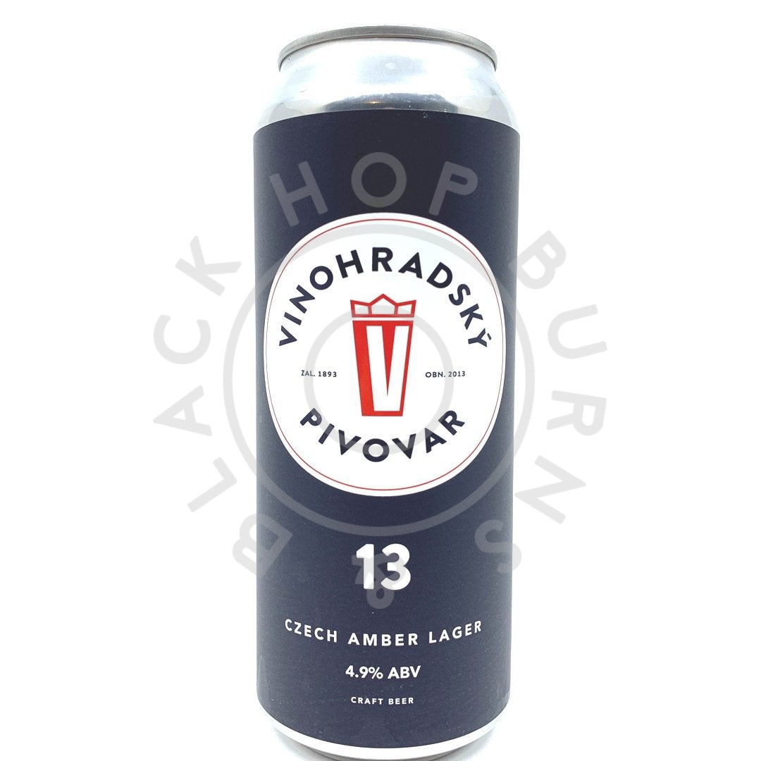 Vinohradsky Pivovar Jantorova 13 Czech Amber Lager 4.9% (500ml can)-Hop Burns & Black