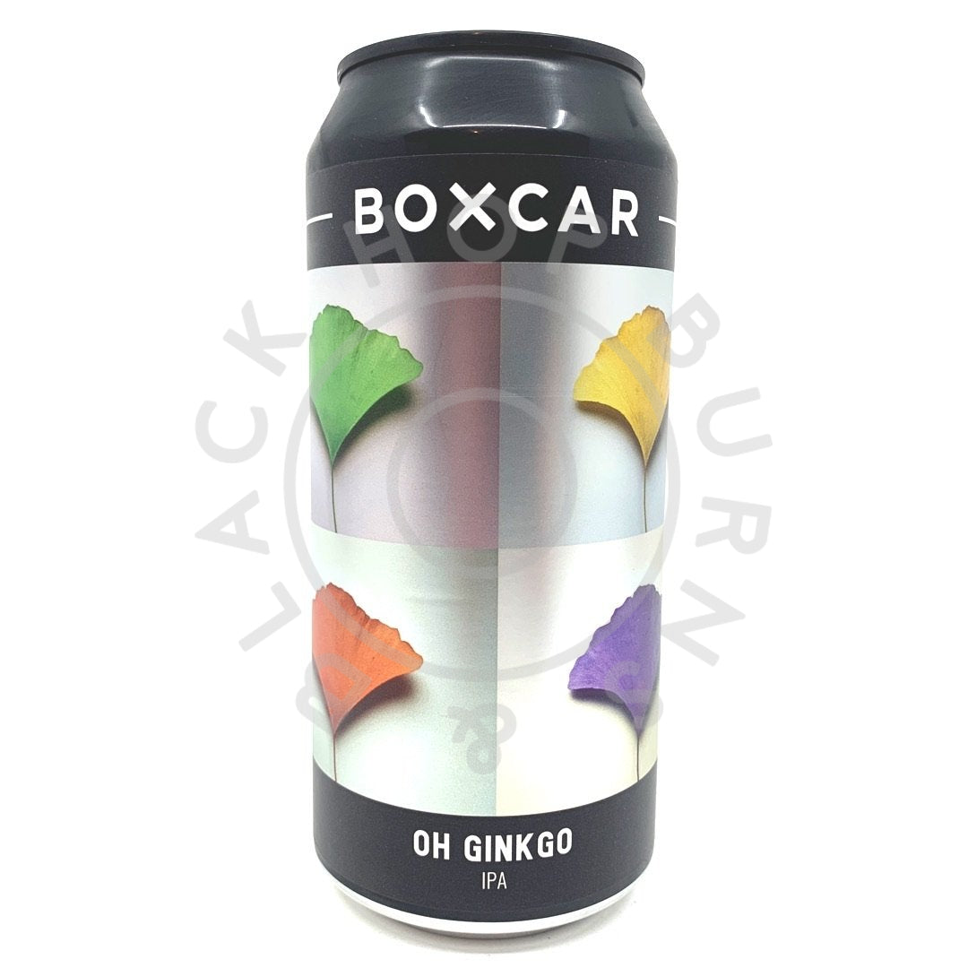 Boxcar Oh Ginkgo IPA 6.5% (440ml can)-Hop Burns & Black