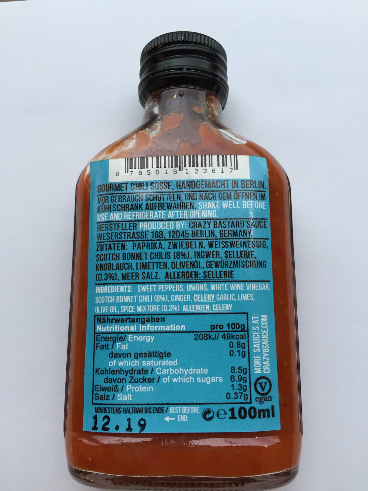 Crazy Bastard Sauce Scotch Bonnet & Caribbean Spices Hot Sauce (100ml)-Hop Burns & Black
