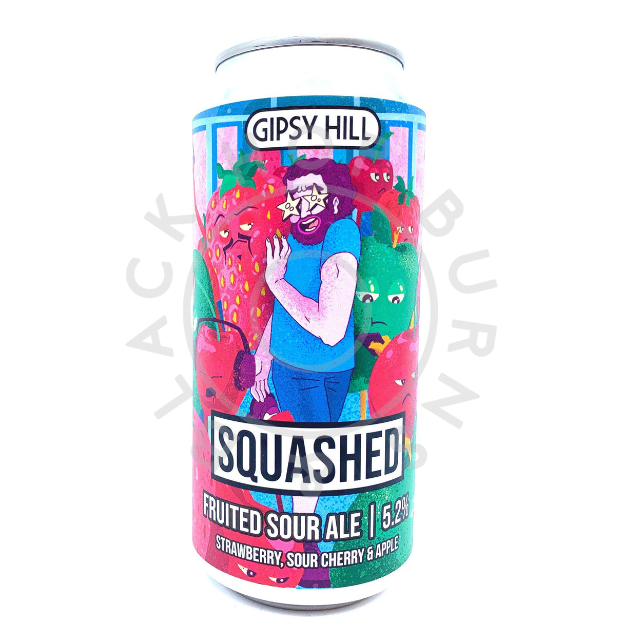 Gipsy Hill Squashed Strawberry, Cherry & Apple Sour 5.2% (440ml can)-Hop Burns & Black