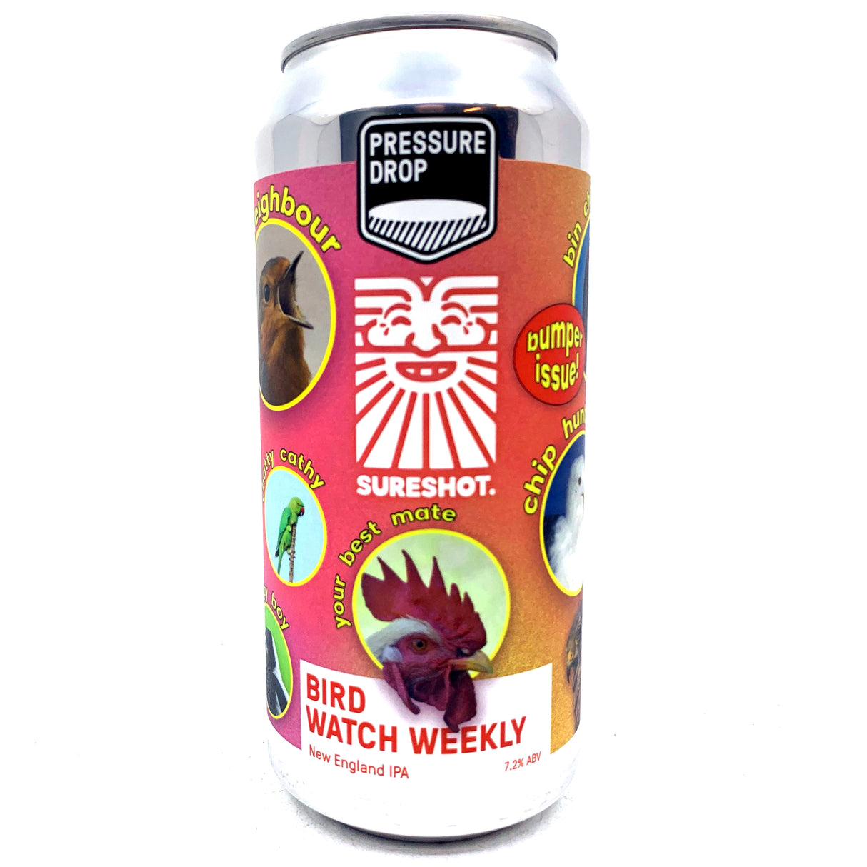 Pressure Drop x Sureshot Birdwatch Weekly New England IPA 7.2% (440ml can)-Hop Burns & Black