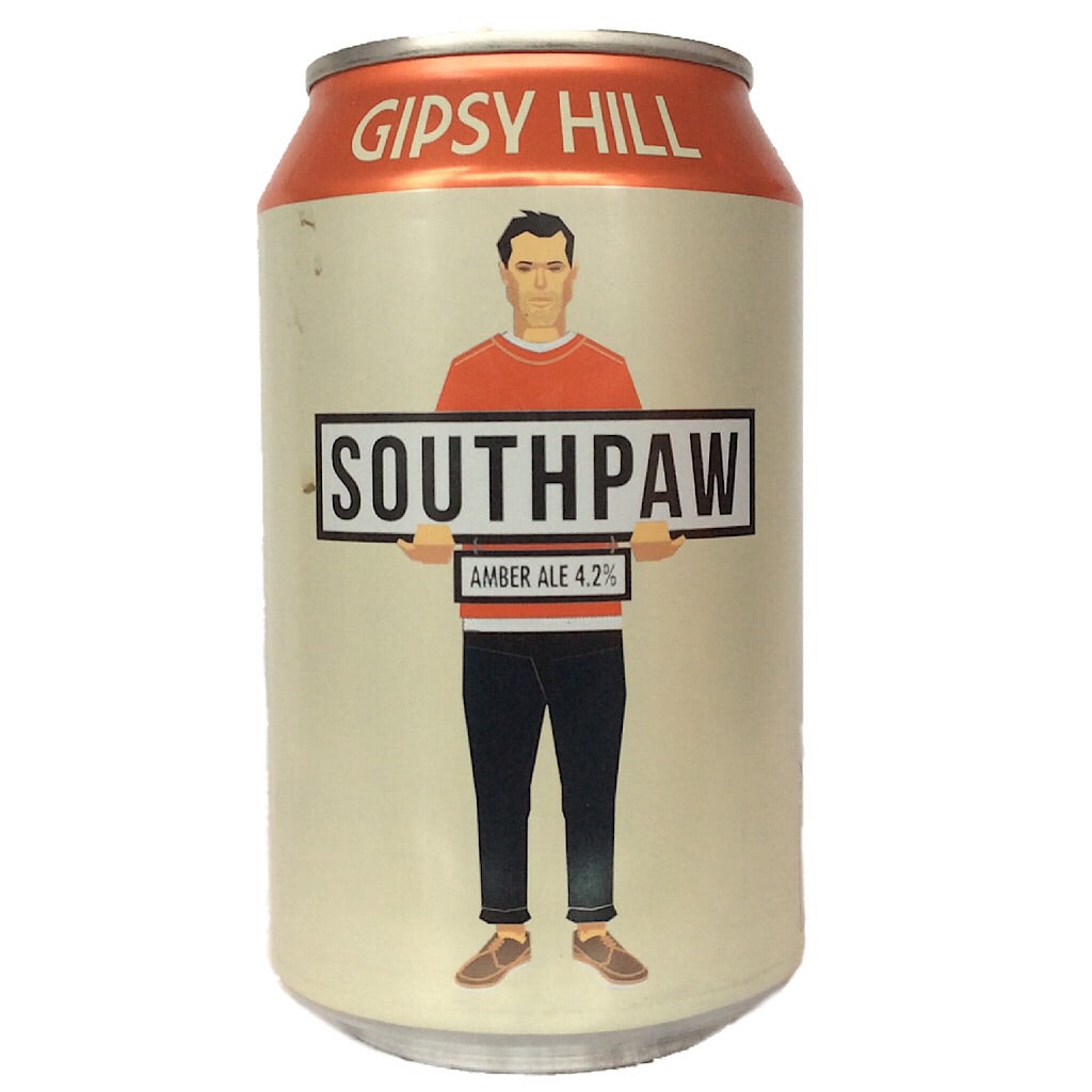 Gipsy Hill Southpaw Amber Ale 4.2% (330ml can)-Hop Burns & Black