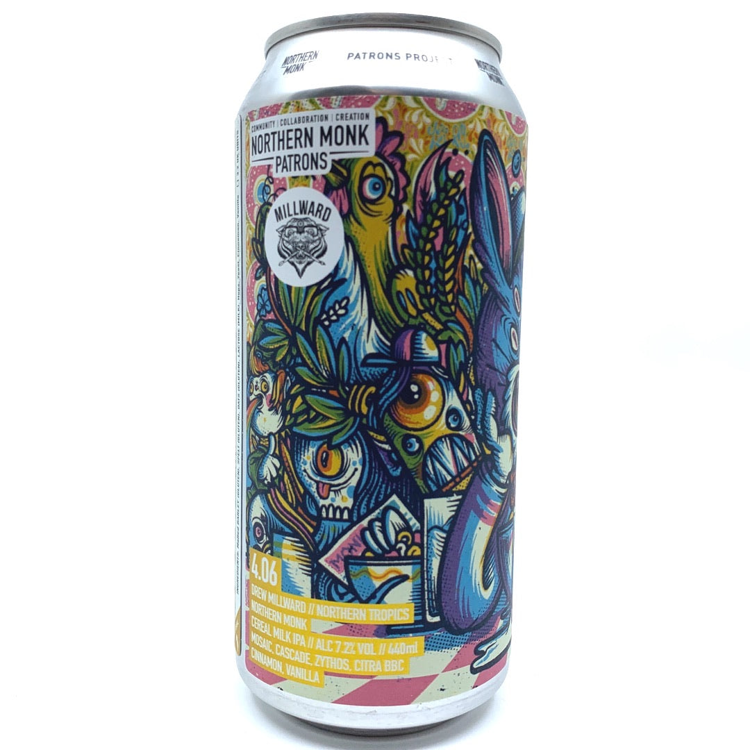 Northern Monk Northern Tropics Cereal Milk IPA 7.2% (440ml can)-Hop Burns & Black