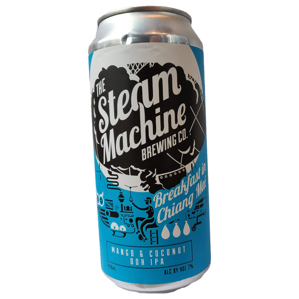 Steam Machine Breakfast in Chiang Mai Mango & Coconut DDH IPA 7% (440ml can)-Hop Burns & Black