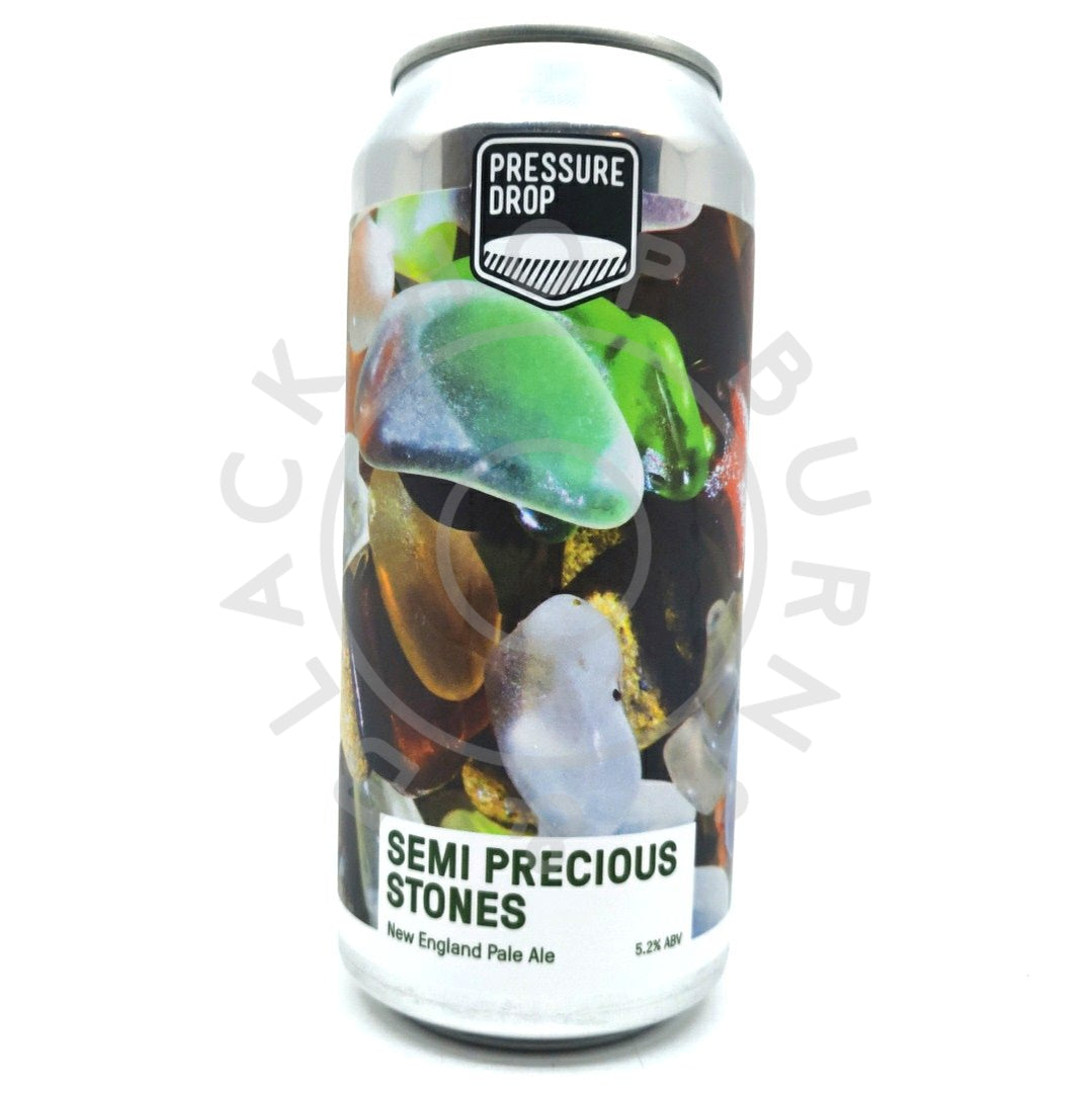 Pressure Drop Semi-Precious Stones New England Pale Ale 5.2% (440ml can)-Hop Burns & Black