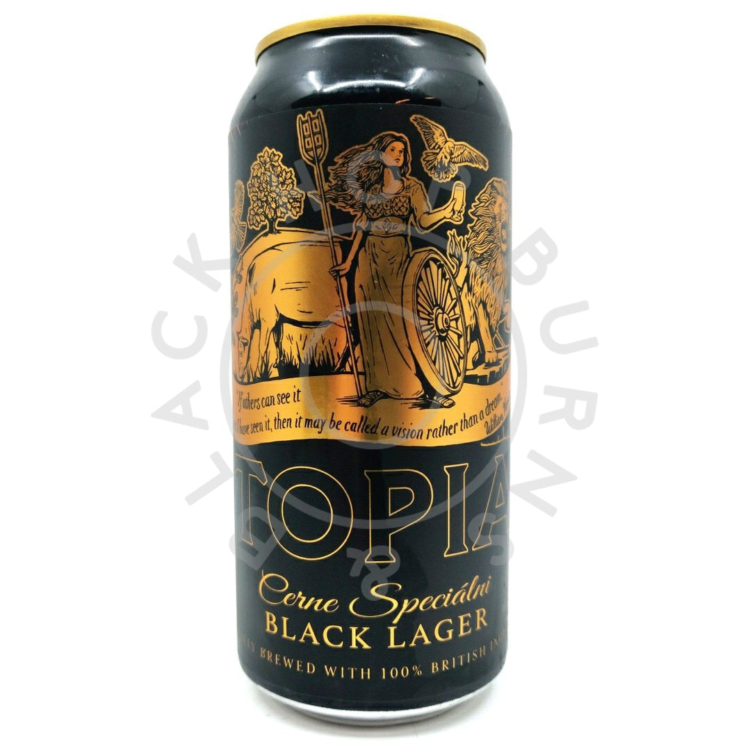 Utopian Cerne Specialni Black Lager 5.9% (440ml can)-Hop Burns & Black