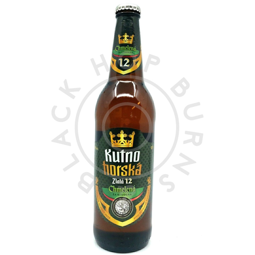 Kutna Hora Gold Chmelena 12 Dry Hopped Czech Pilsner 4.9% (500ml)-Hop Burns & Black