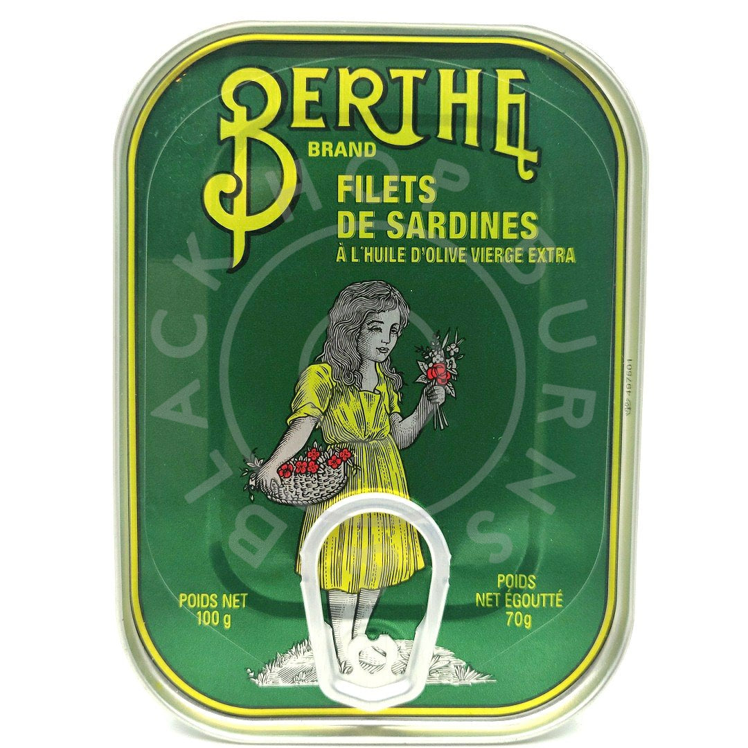 Berthe Sardine Fillets in Extra Virgin Olive Oil (100g)-Hop Burns & Black