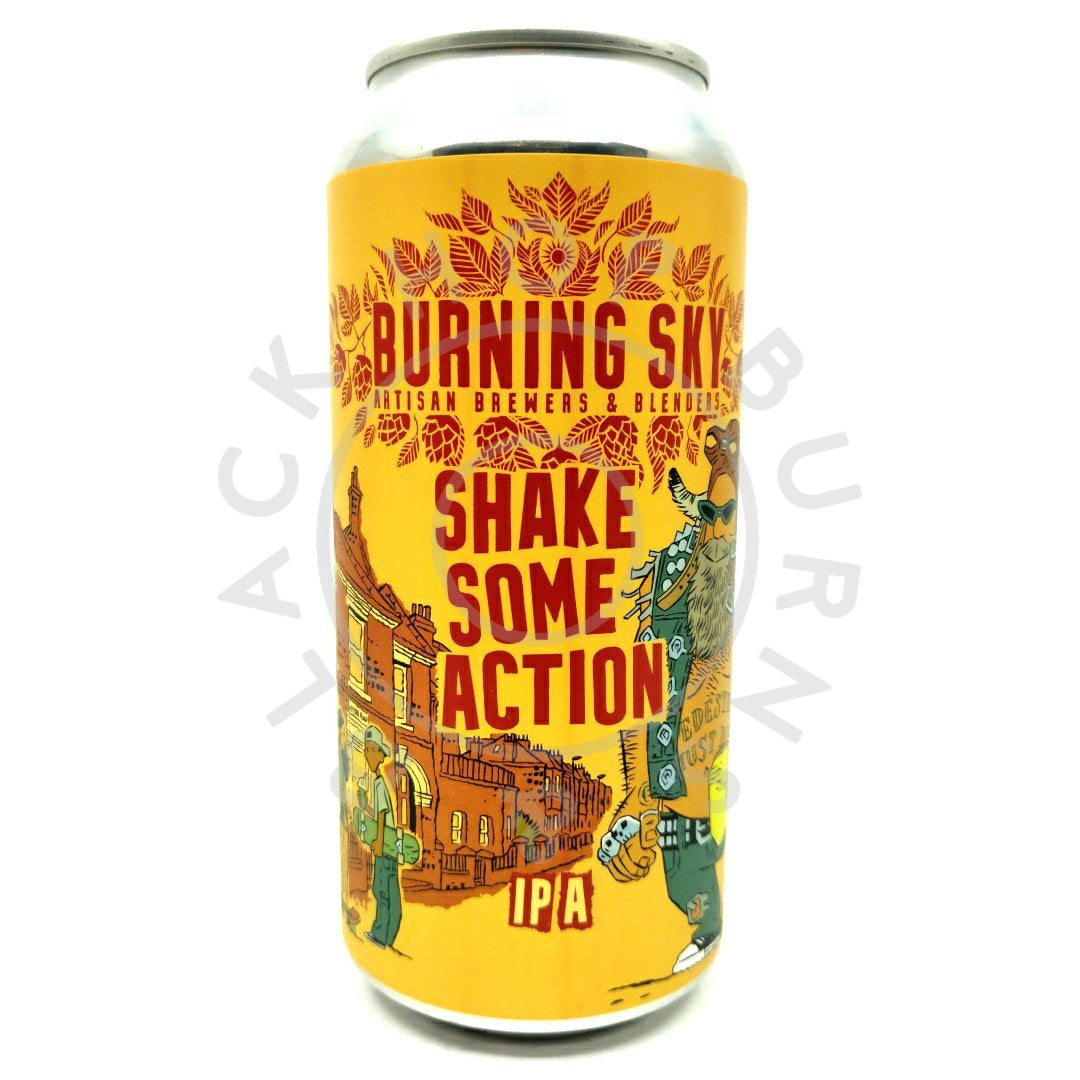 Burning Sky Shake Some Action IPA 7% (440ml can)-Hop Burns & Black