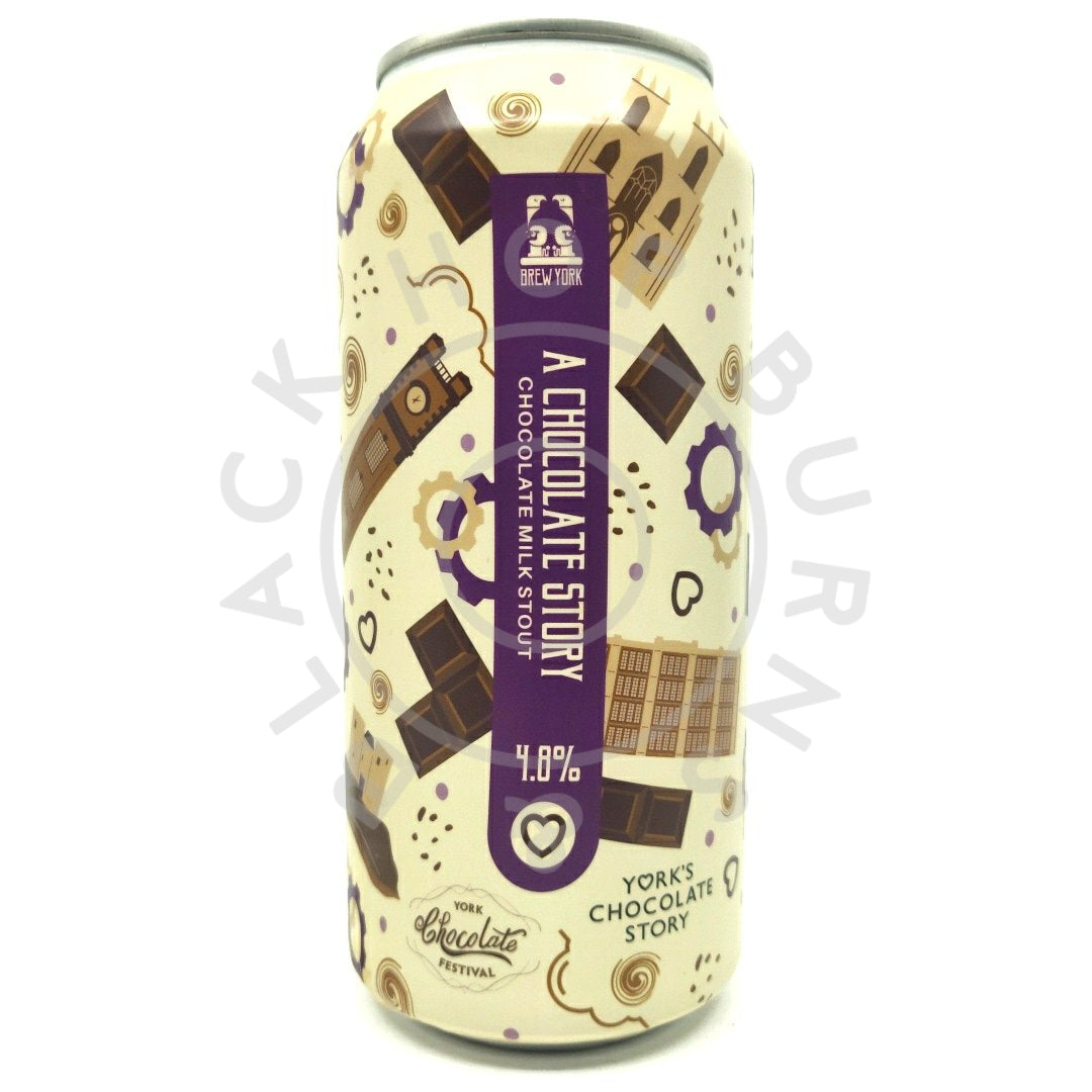 Brew York A Chocolate Story Milk Stout 4.8% (440ml can)-Hop Burns & Black
