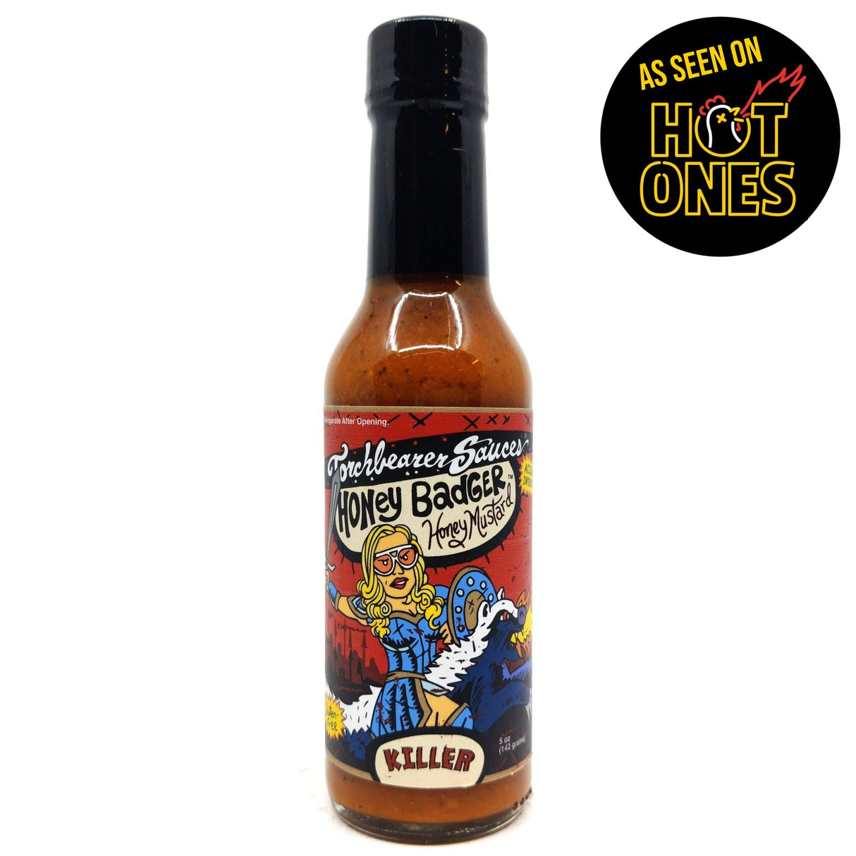 Torchbearer Honey Badger Hot Sauce (148ml)-Hop Burns & Black