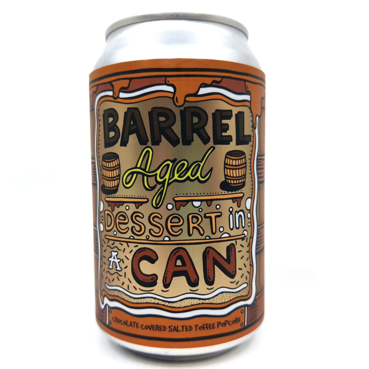 Amundsen Barrel Aged Dessert In A Can Chocolate Covered Salted Toffee Popcorn 11.5% (330ml can)-Hop Burns & Black