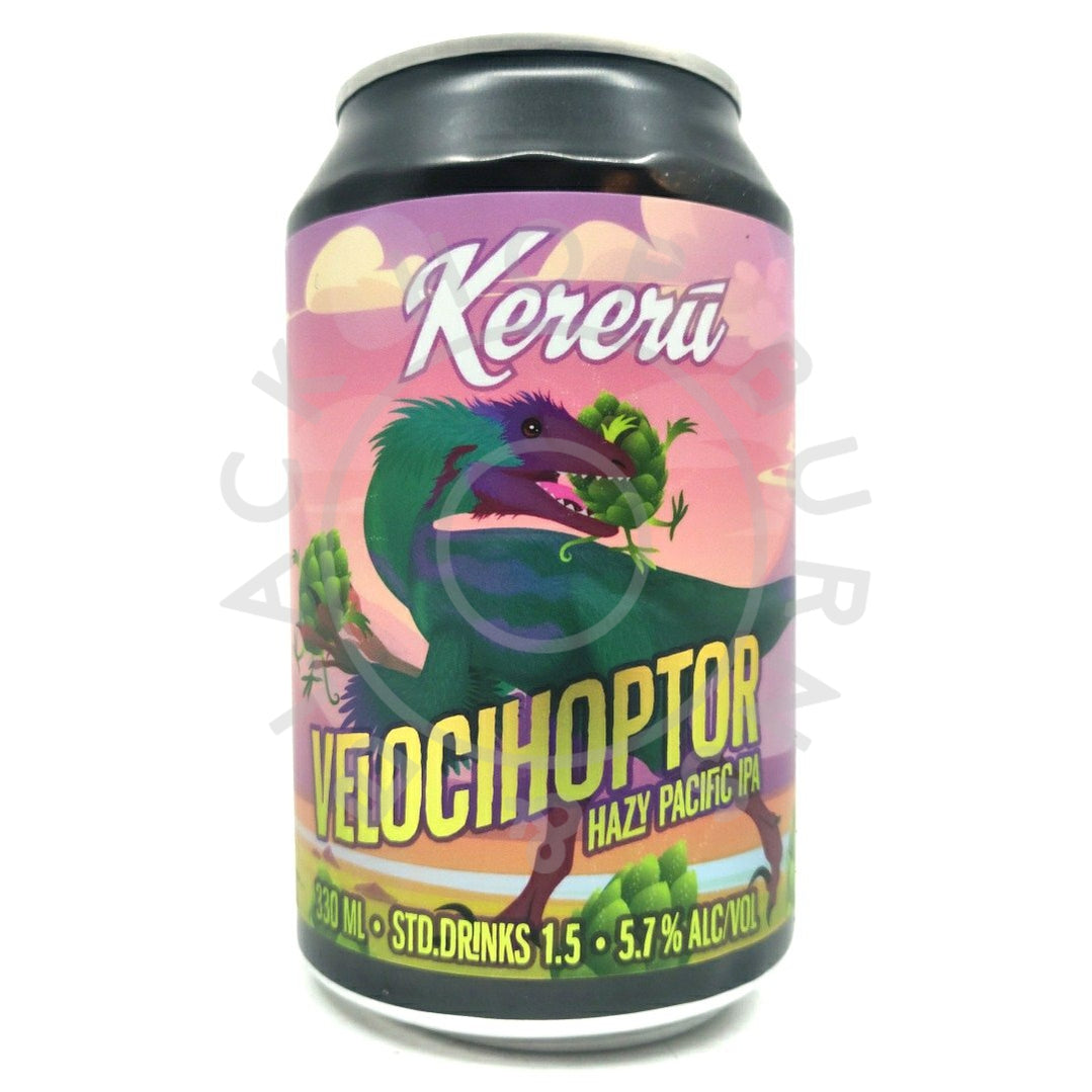 Kereru Brewing Co Velocihopter Hazy Pacific IPA 5.7% (330ml can)-Hop Burns & Black