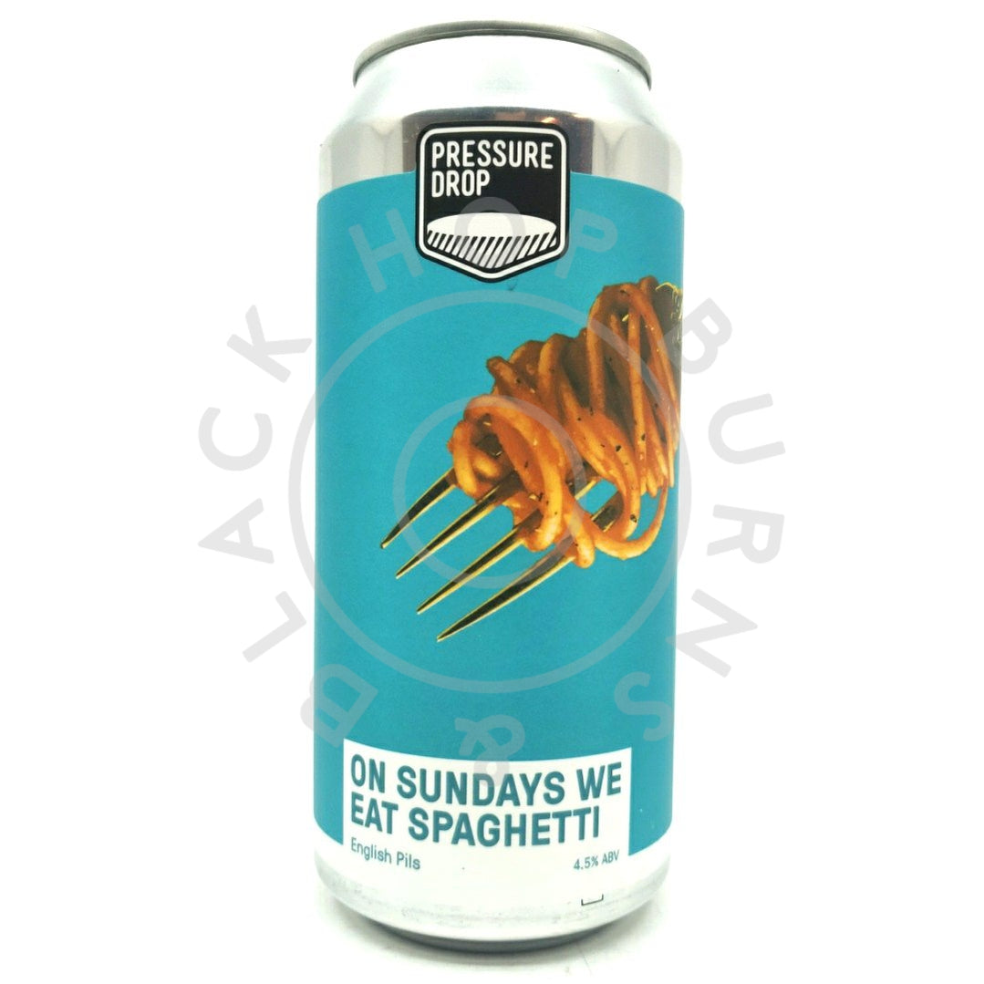 Pressure Drop On Sundays We Eat Spaghetti English Pils 4.5% (440ml can)-Hop Burns & Black