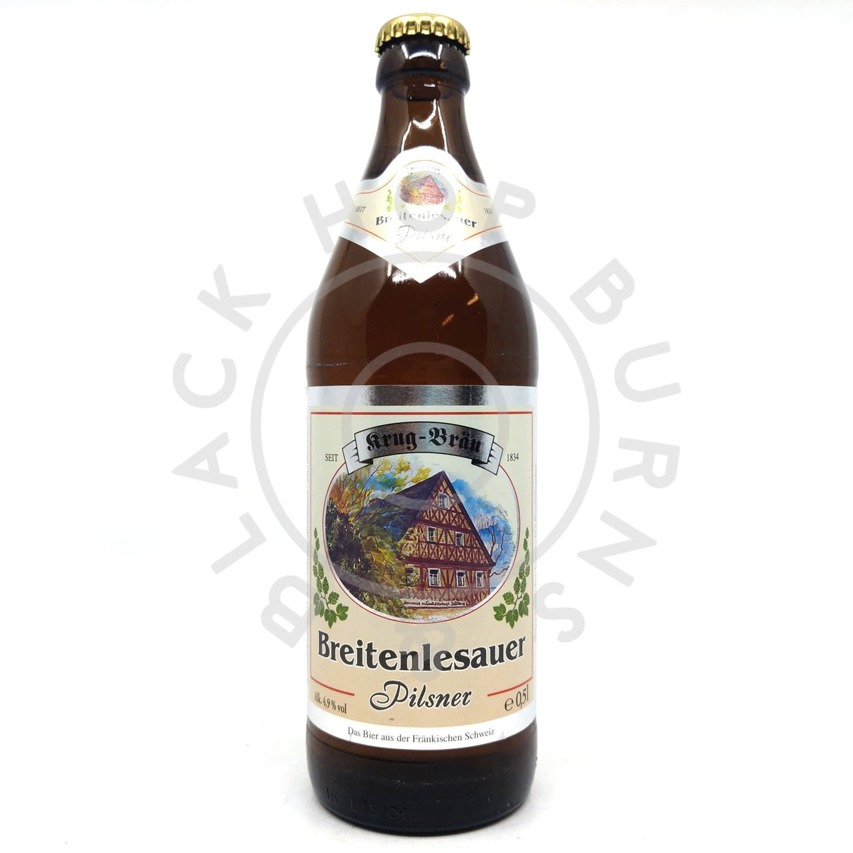 Krug-Brau Breitenlesauer Pilsner 4.9% (500ml)-Hop Burns & Black