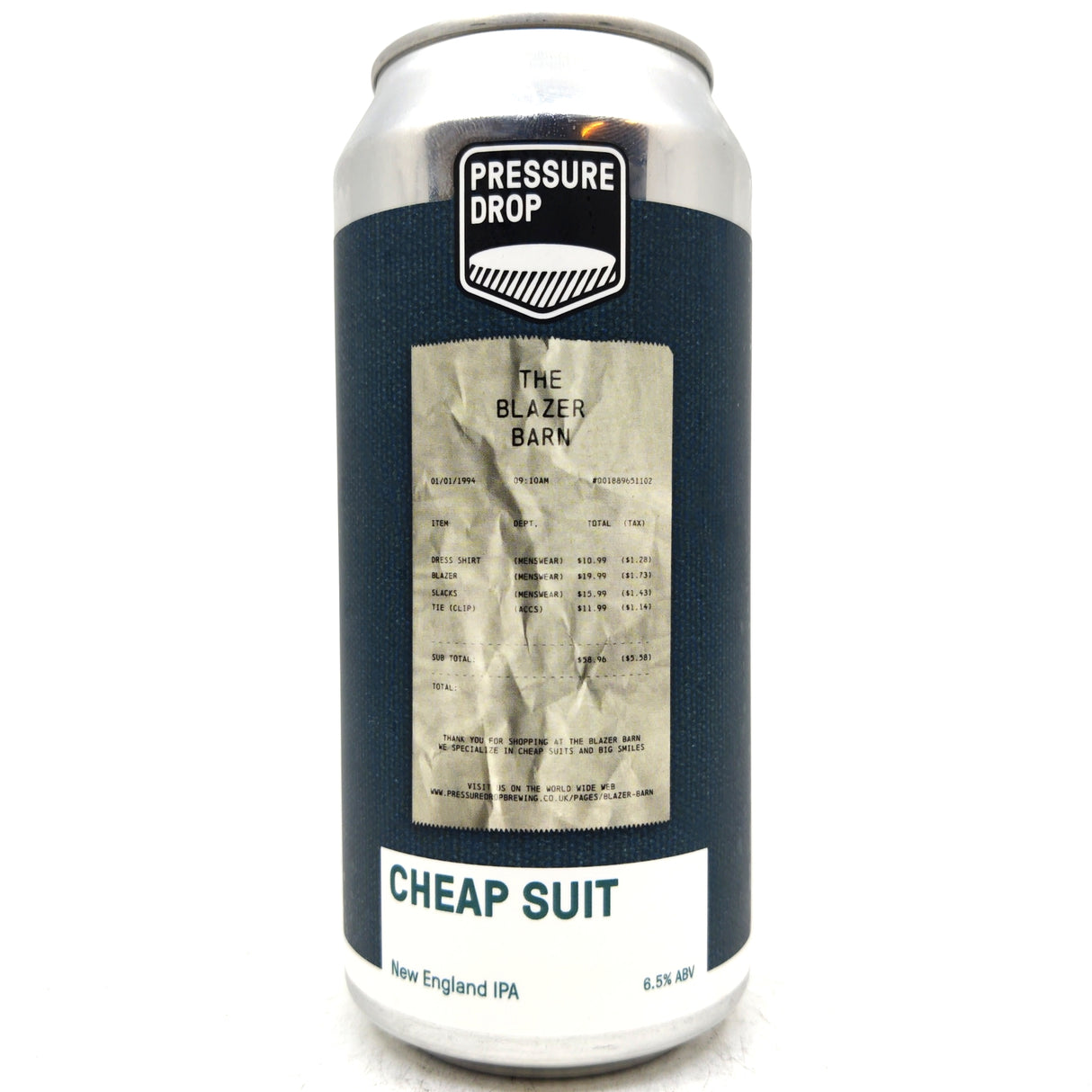 Pressure Drop Cheap Suit New England IPA 6.5% (440ml can)-Hop Burns & Black