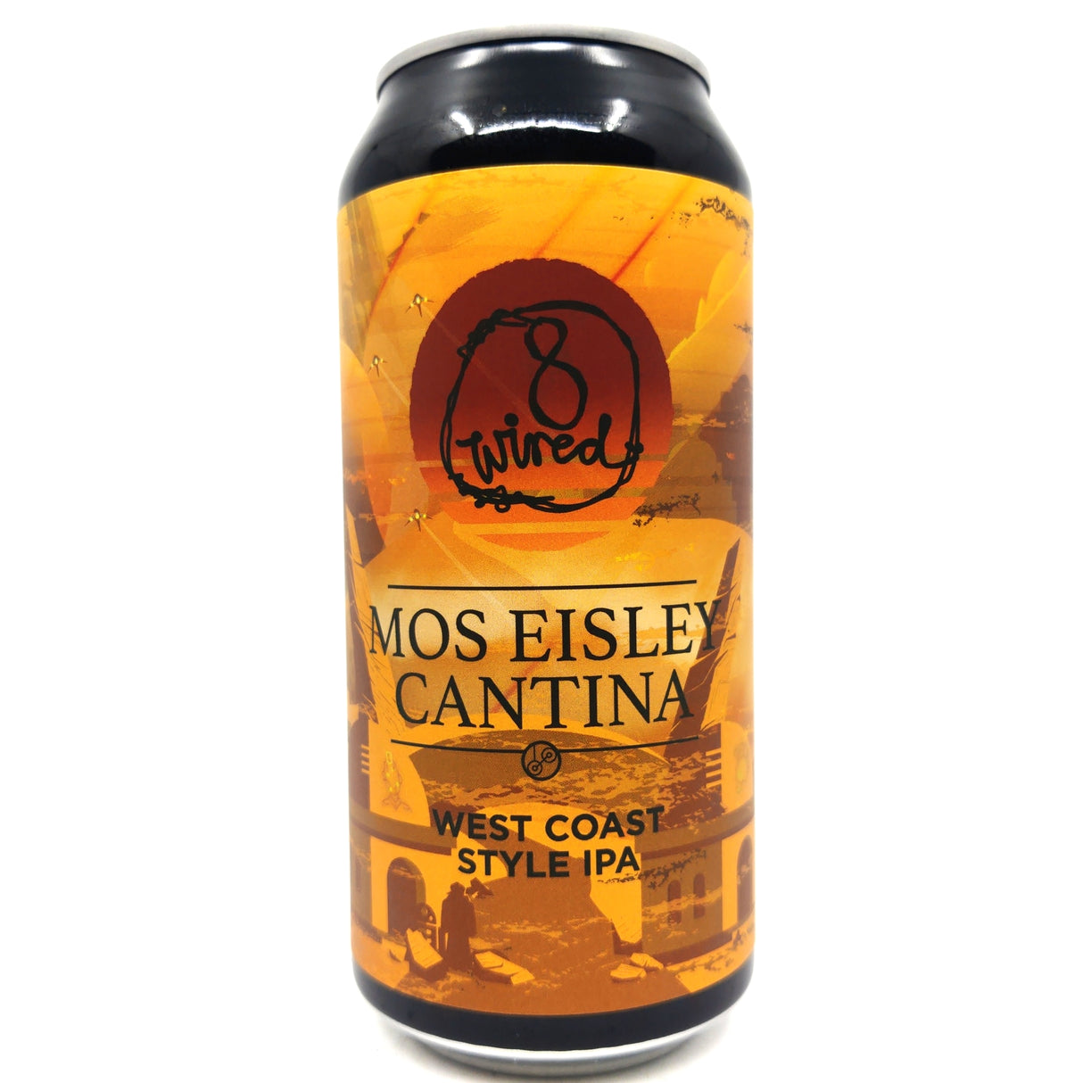 8 Wired Mos Eisley Cantina West Coast IPA 7.2% (440ml can)-Hop Burns & Black