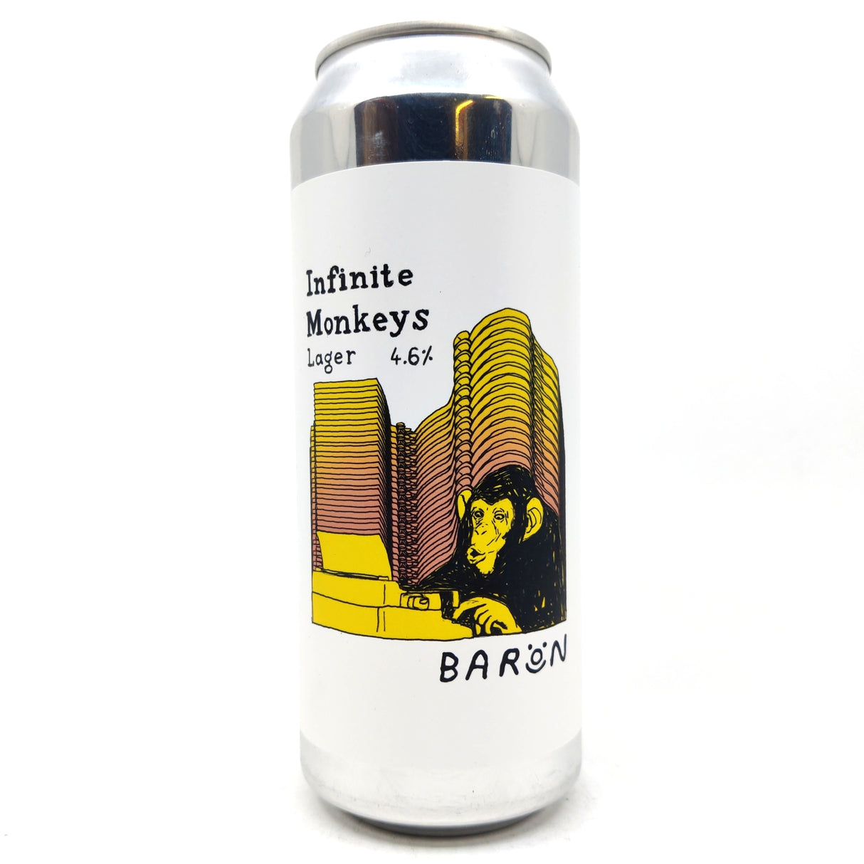 Baron Brewing Infinite Monkeys Lager 4.6% (500ml can)-Hop Burns & Black