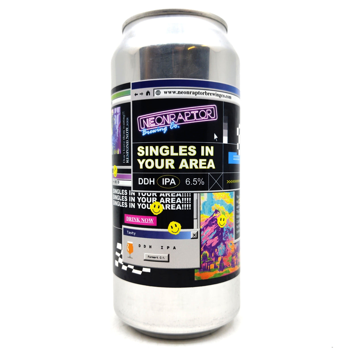 Neon Raptor Singles In Your Area DDH IPA 6.5% (440ml can)-Hop Burns & Black