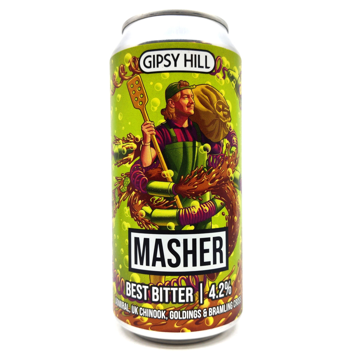 Gipsy Hill Masher Best Bitter 4.2% (440ml can)-Hop Burns & Black