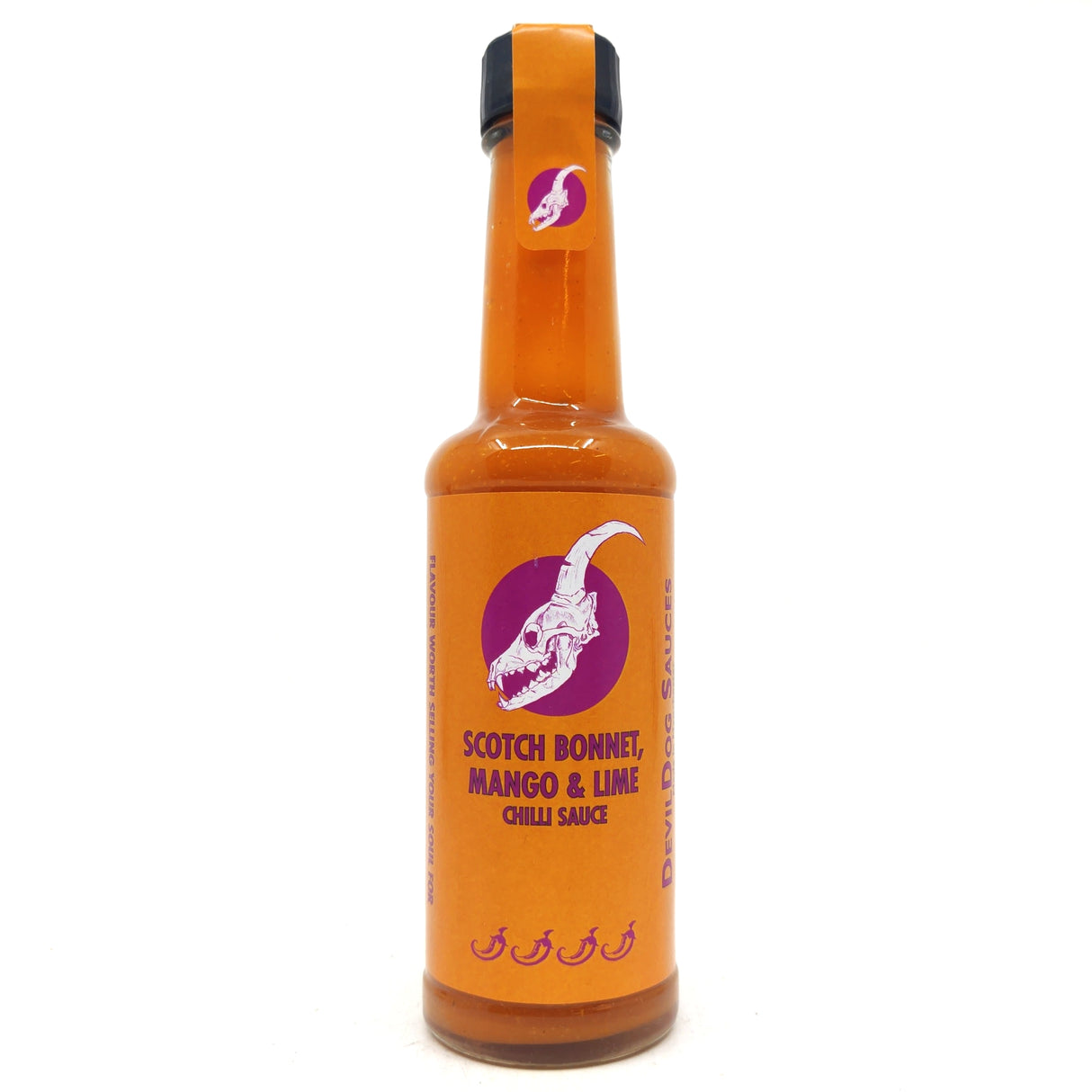 DevilDog Scotch Bonnet, Mango & Lime Hot Sauce (150ml)-Hop Burns & Black
