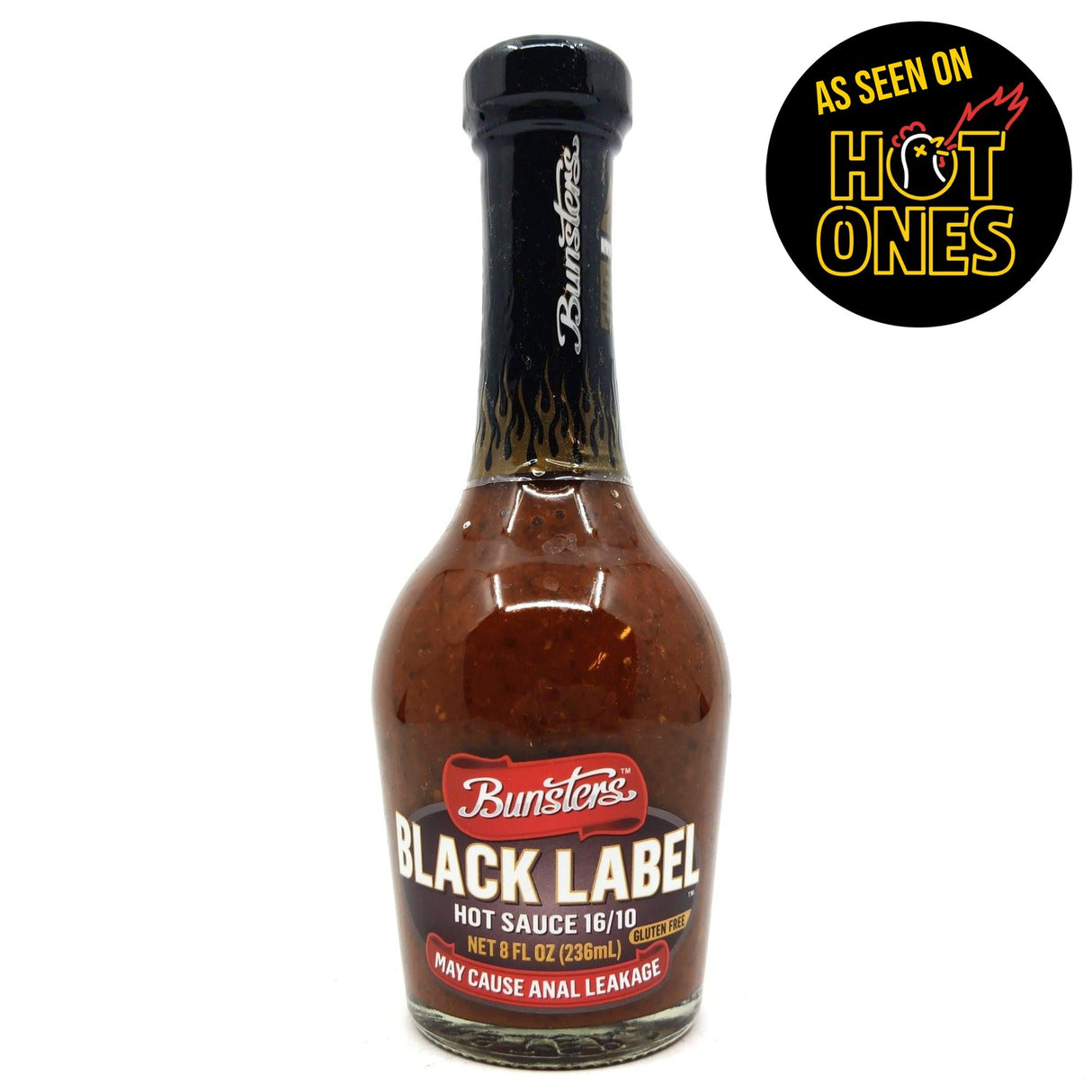 Bunster's Black Label Hot Sauce (236ml)-Hop Burns & Black