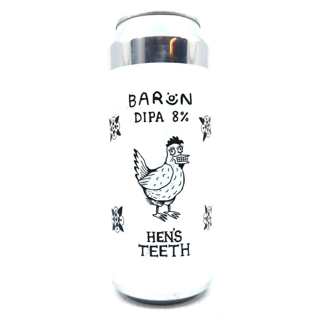 Baron Brewing Hen's Teeth Double IPA 8% (500ml can)-Hop Burns & Black