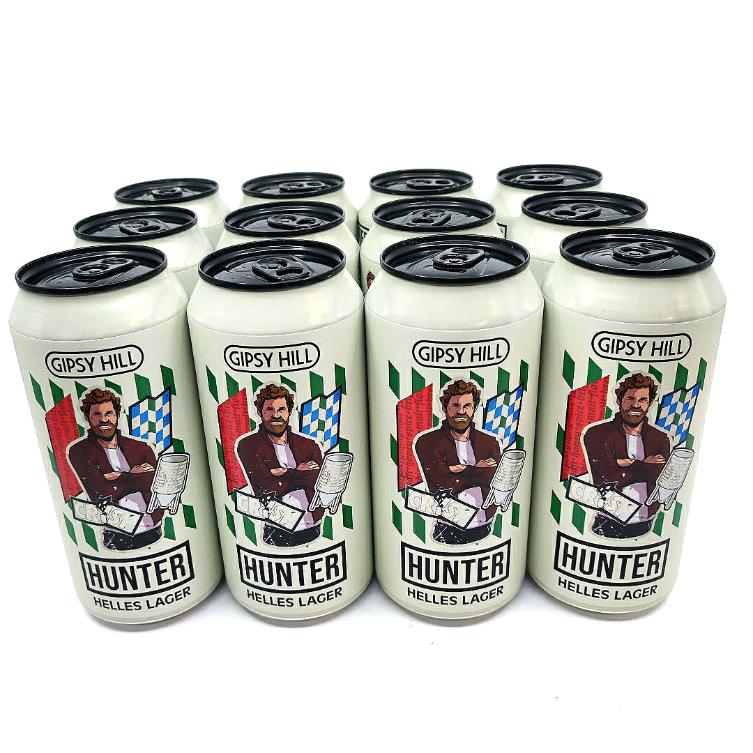 Gipsy Hill Hunter Helles Lager 4.8% CASE (12 x 440ml cans)-Hop Burns & Black