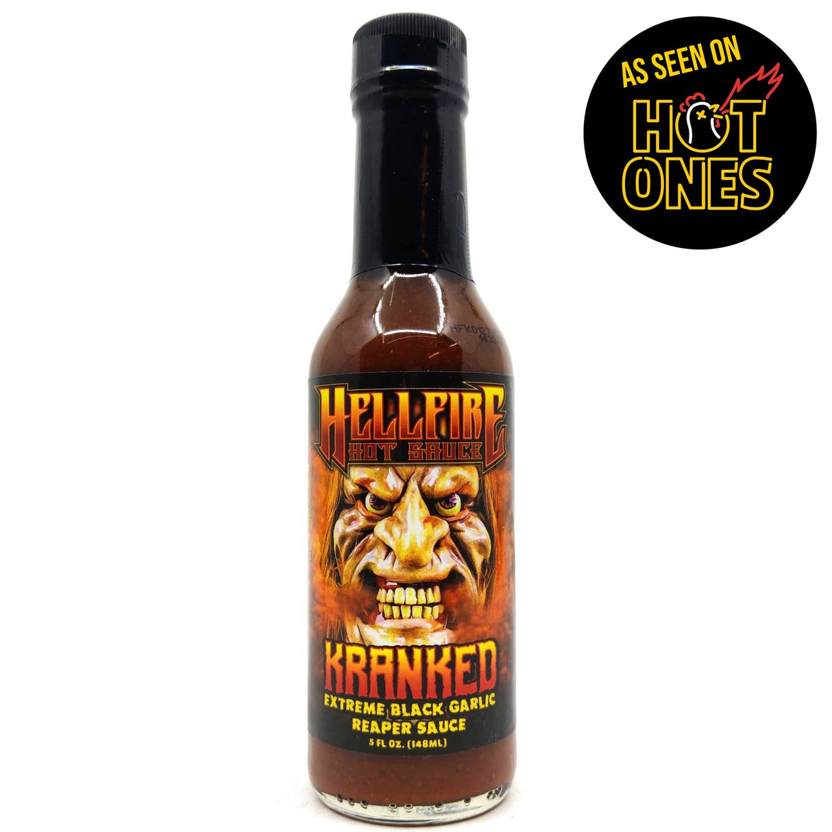 Hellfire Kranked Extreme Black Garlic & Reaper Hot Sauce (148ml)-Hop Burns & Black