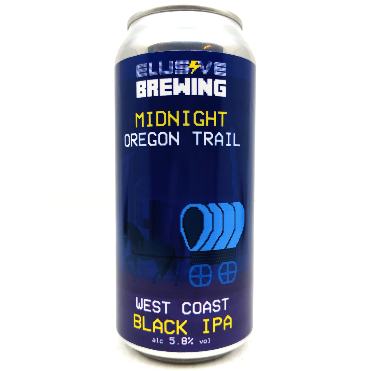 Elusive Brewing Midnight Oregon Trail West Coast Black IPA 5.8% (440ml can)-Hop Burns & Black