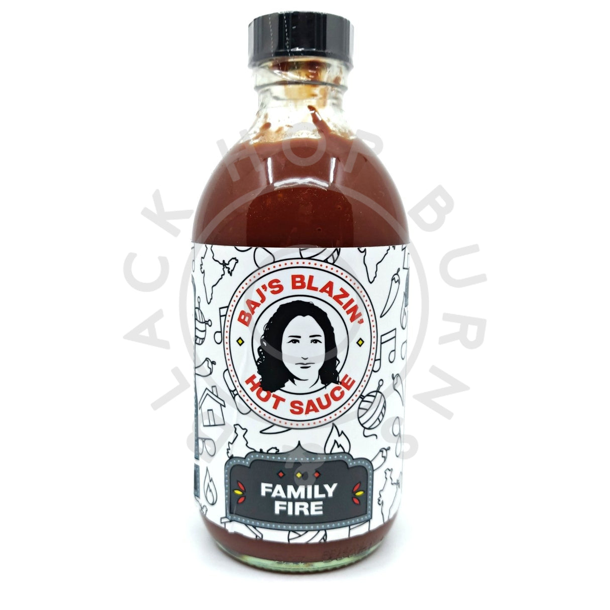 Baj's Blazin' Hot Sauce Family Fire Hot Sauce (240ml)-Hop Burns & Black