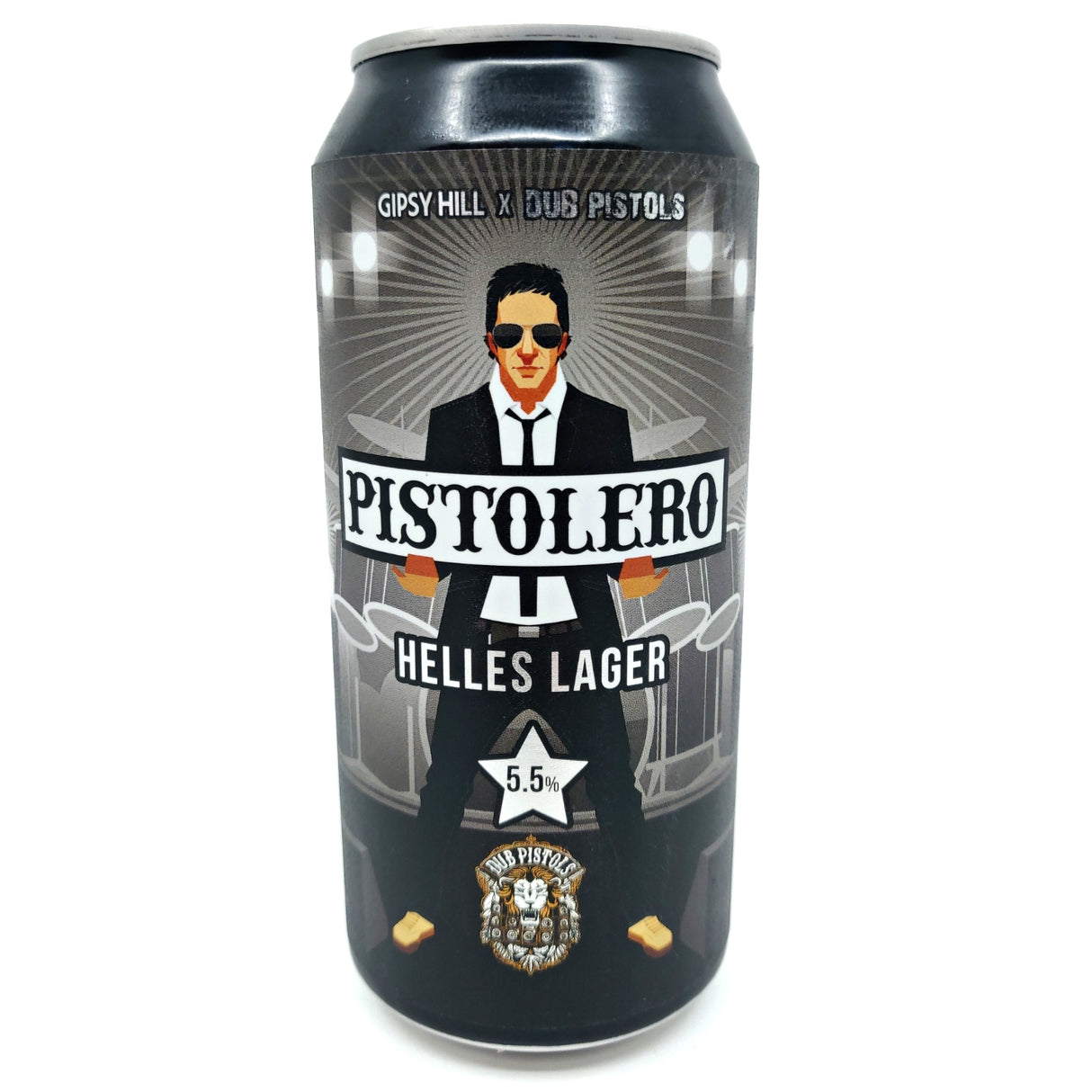 Gipsy Hill x Dub Pistols Pistolero Helles Lager 5.5% (440ml can)-Hop Burns & Black
