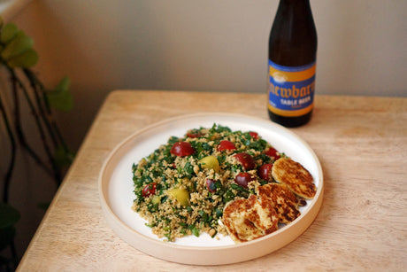 The Beer Lovers Table: Couscous Herb Salad with Marinated Halloumi and Newbarns Table Beer