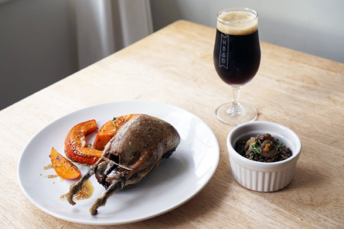 The Beer Lover's Table: Roast Grouse and Potimarron Squash with French Lentils and Ayinger Celebrator