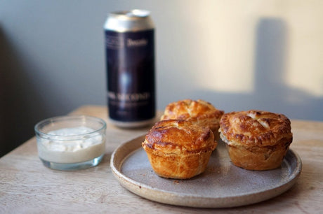 The Beer Lover’s Table: New Zealand-Style Buffalo Chicken Pies and Burnt Mill x Donzoko Dark Second Dark Lager