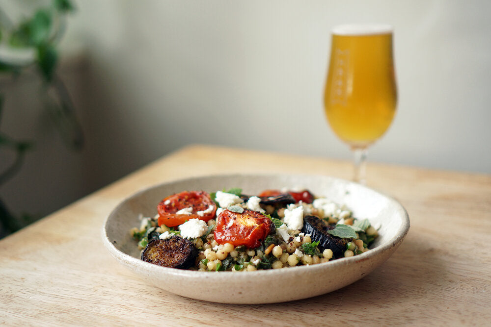 The Beer Lover’s Table: Pearl Couscous With Roasted Aubergines & Tomatoes and Donzoko Northern Helles