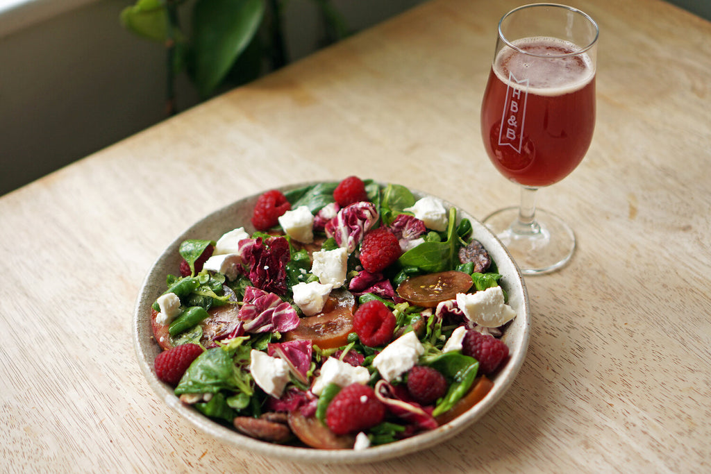 The Beer Lover’s Table: Radicchio Salad with Goat Cheese, Raspberries & Roasted Pecans and Pastore Raspberry Wild