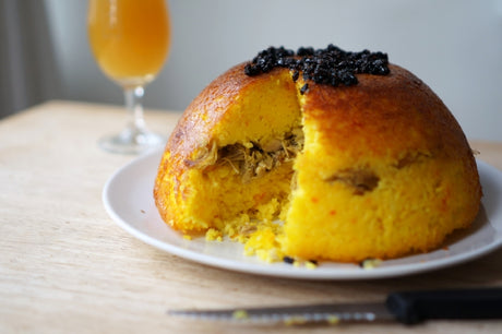 The Beer Lover’s Table: Baked Saffron Rice and Chicken (Tachin) with Whiplash Clap Hands American Wheat