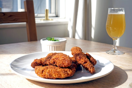 The Beer Lover’s Table: Indian-Spiced Fried Chicken Goujons with Raita and Beavertown X De La Senne Brattish Anglo-Belge Pale Ale
